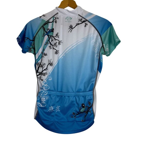 Primal Women's Cycling Jersey Small? Blue Birds Print Short Sleeve Back Pockets - Picture 5 of 11